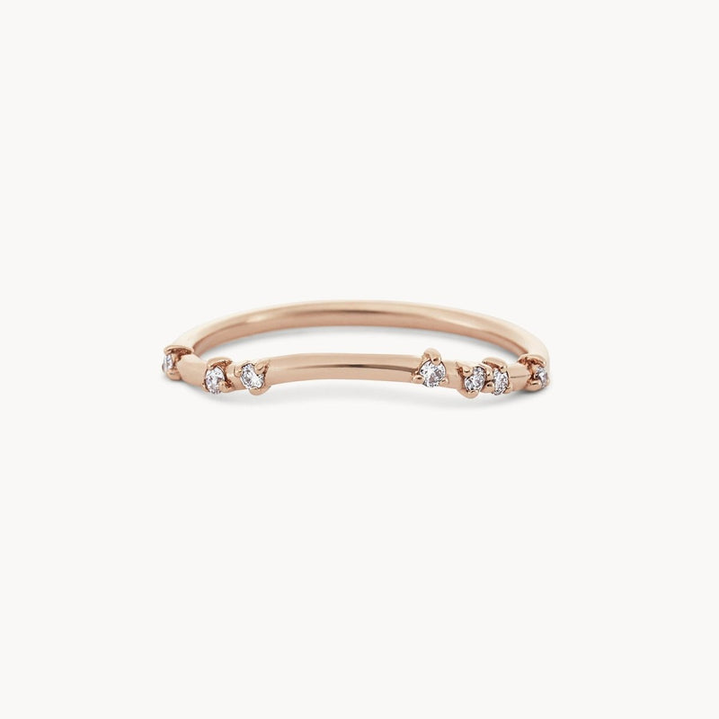 Alate ring - 14k rose gold, white diamond