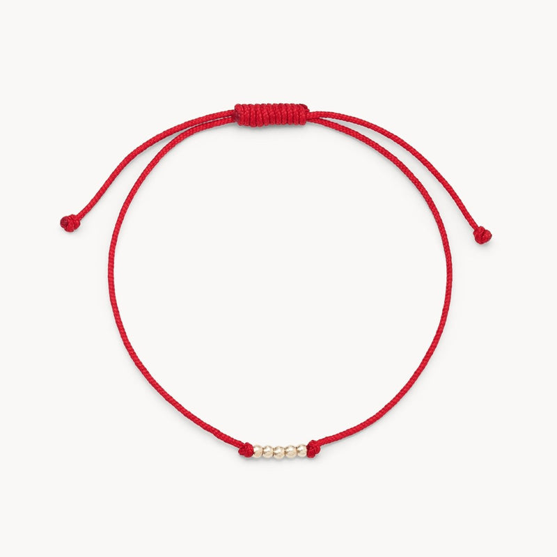 new the abacus contemplation cord bracelet - 10k yellow gold, red cord