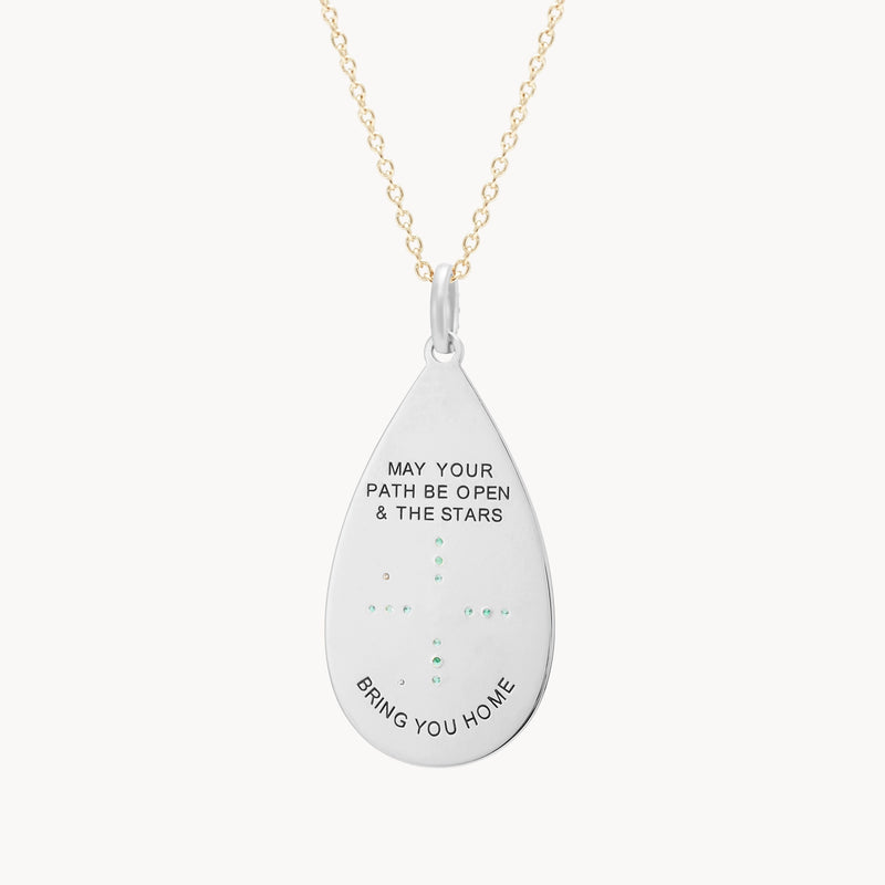 St. Kitts  protection charm - sterling silver, white sapphires, tsavorite