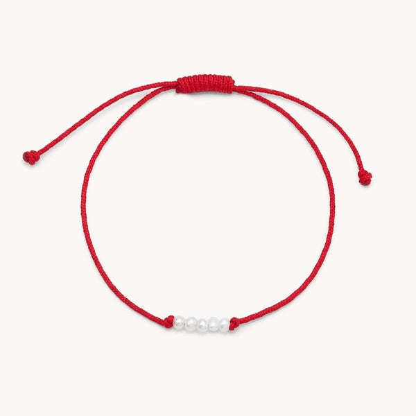 the abacus pearl contemplation cord bracelet - red cord
