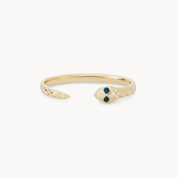 revival blue sapphire snake ring - 14k yellow gold