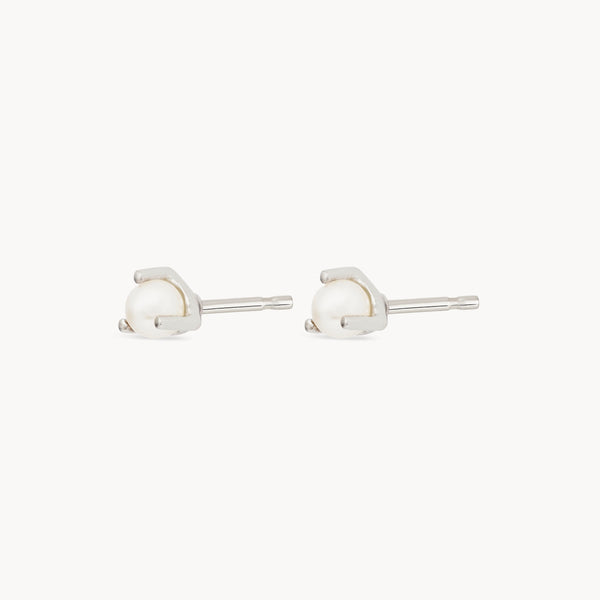 three-prong freshwater pearl earrings - sterling silver