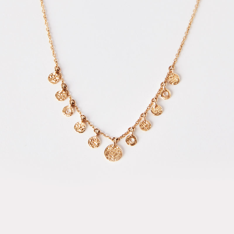 abacus disk diamond necklace - 14k yellow gold