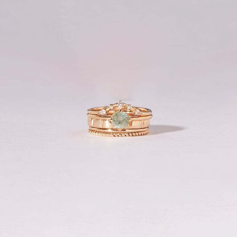 constant companion engagement ring - 14k yellow gold, round green sapphire