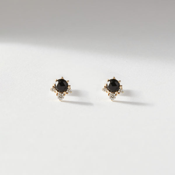 full moon glow diamond black onyx earring - 14k yellow gold, black onyx, diamonds