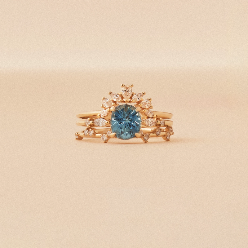 aurora's essence one-of-a-kind ring - 14k yellow gold ring, light sky blue oval sapphire