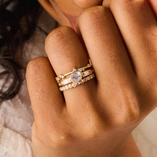 come away with me one-of-a-kind ring - 14k yellow gold, round sapphire