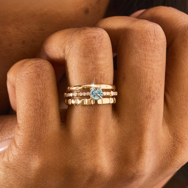 everlasting dawn one-of-a-kind ring - 14k yellow gold, round sapphire