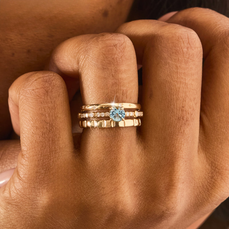 everlasting dawn one-of-a-kind ring - 14k yellow gold, round sapphire