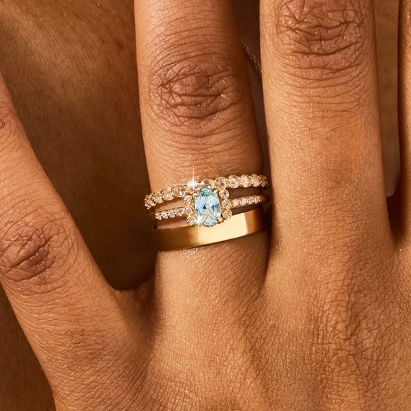 willow’s embrace one-of-a-kind ring - 14k yellow gold, oval cut sapphire