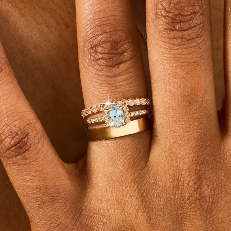 willow’s embrace one-of-a-kind ring - 14k yellow gold, oval cut sapphire