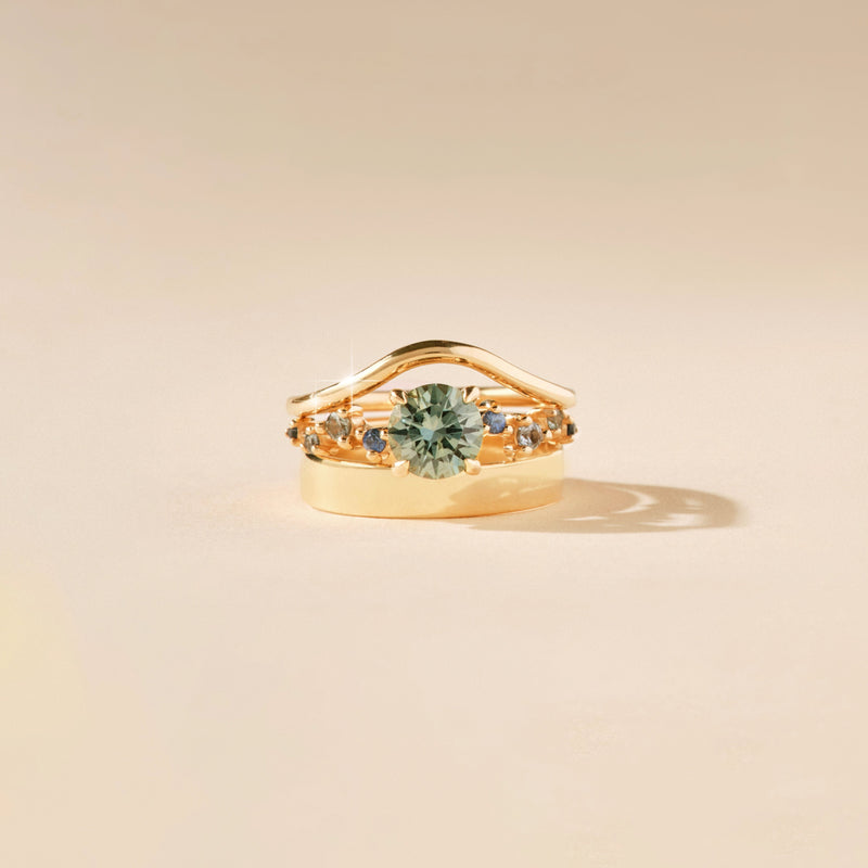 electric wildflower one-of-a-kind ring - 14k yellow gold, round sapphires