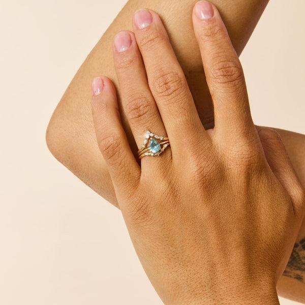 in every beat one-of-a-kind ring - 14k yellow gold, pear sapphire, diamonds