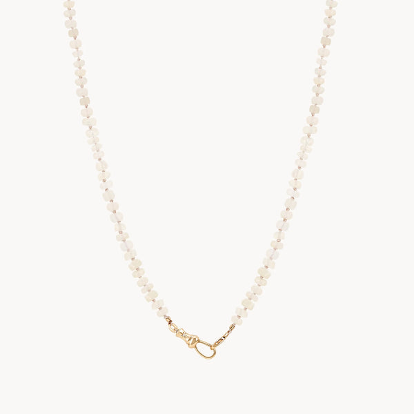 moonstone beaded mood necklace - 10k yellow gold, natural moonstone, diamonds