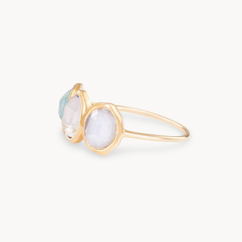 air element mood ring - 14k yellow gold, natural gemstones