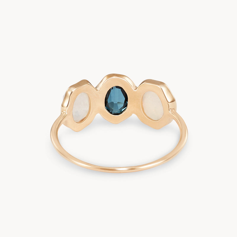 water element  mood ring - 14k yellow gold, natural gemstones