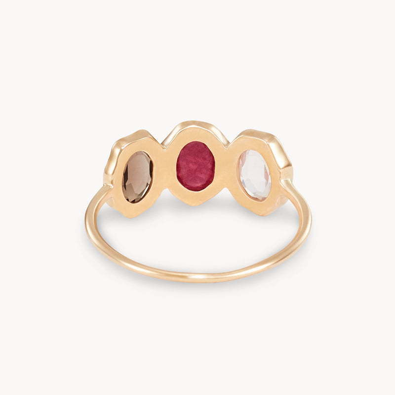 fire element mood ring - 14k yellow gold, natural gemstones