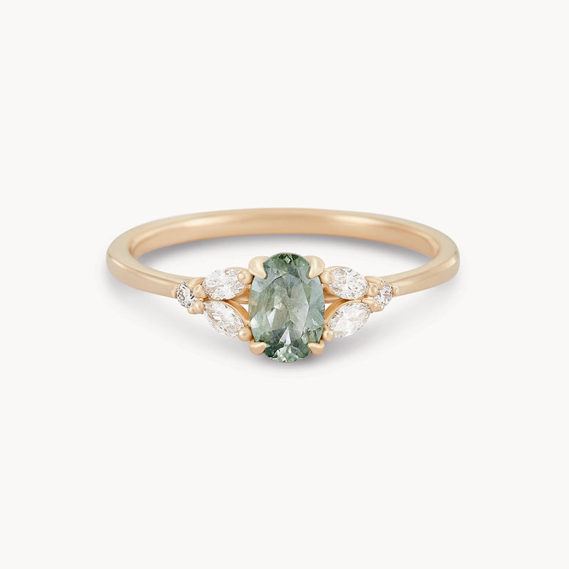 unnamed 5 one-of-a-kind ring - 14k yellow gold, sage green oval sapphire