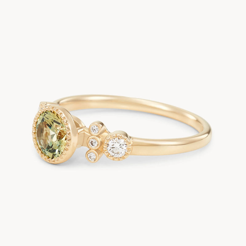 evergreen bond one-of-a-kind ring - 14k yellow gold, round sapphire