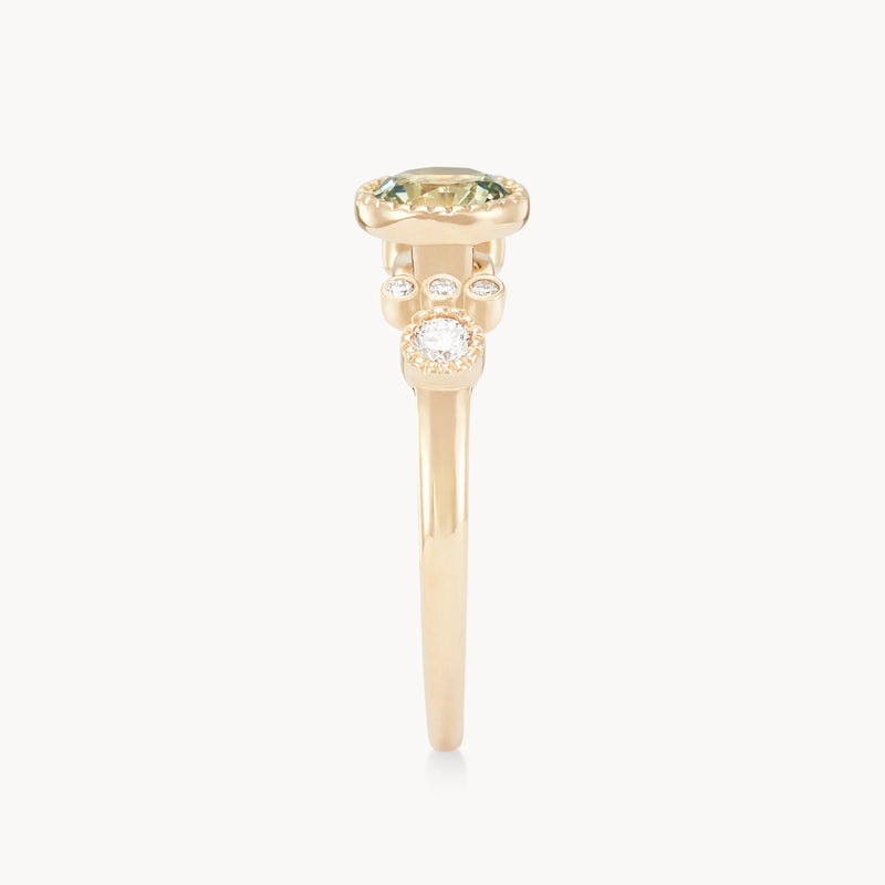 evergreen bond one-of-a-kind ring - 14k yellow gold, round sapphire