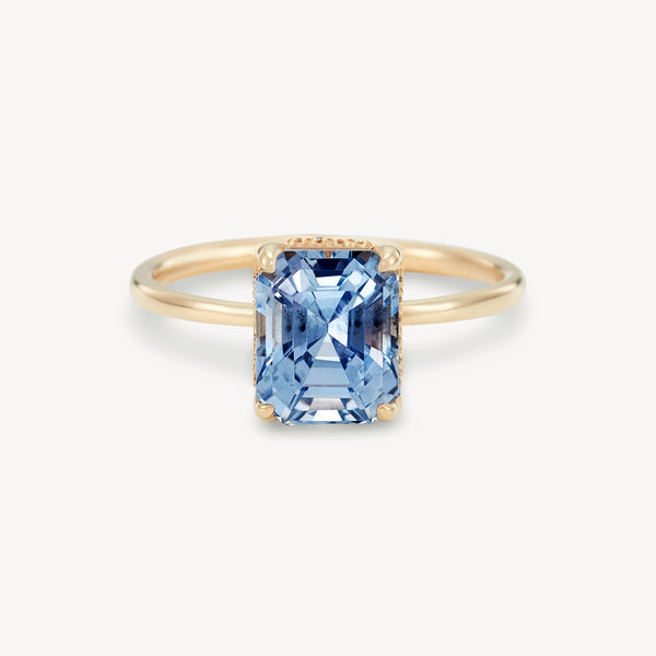 all this and we still met one-of-a-kind - 14k yellow gold, emerald cut sapphire, diamonds