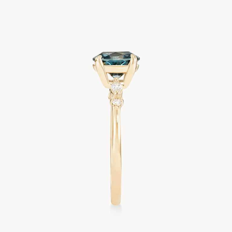 aurora's essence one-of-a-kind ring - 14k yellow gold ring, light sky blue oval sapphire