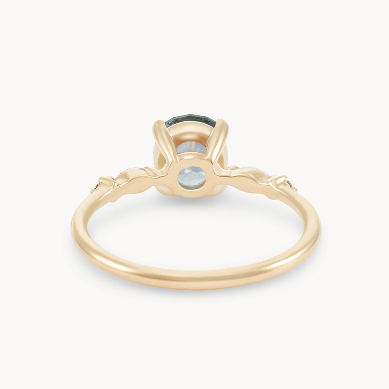 aurora's essence one-of-a-kind ring - 14k yellow gold ring, light sky blue oval sapphire