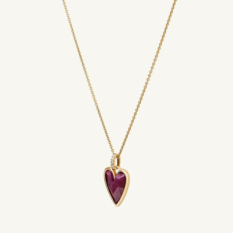 ruby diamond heart mood charm - 10k yellow gold, ruby and diamonds
