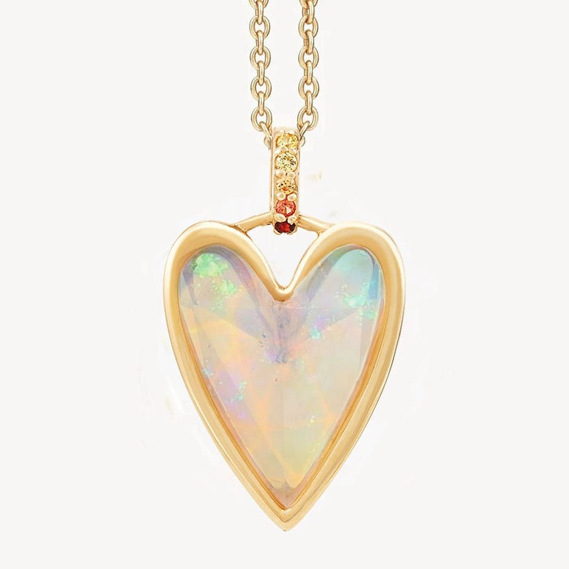 mystical connection opal heart mood charm - 10k yellow gold, natural gemstones