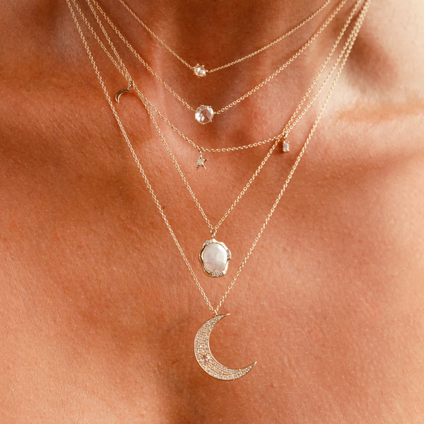 moonstone diamond mood necklace