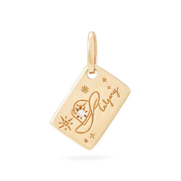 calgary postcard charm - 10k yellow gold, brilliant diamond