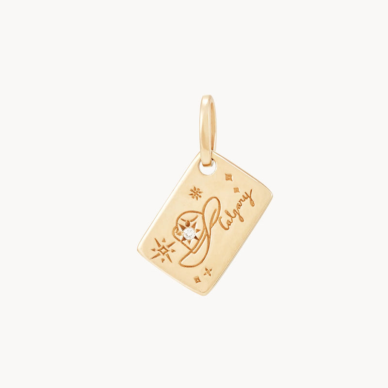 calgary postcard & chain bundle - 10k yellow gold, brilliant diamond