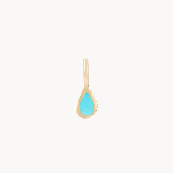 pear turquoise december mood birthstone charm - 10k yellow gold, turquoise