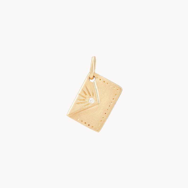 the future self envelope charm - 10k yellow gold, brilliant diamond