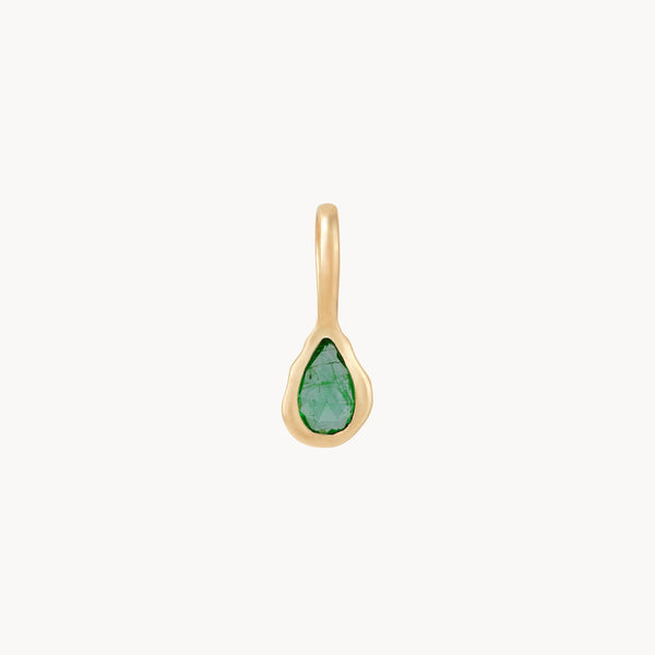pear emerald may mood birthstone charm - 10k yellow gold, emerald