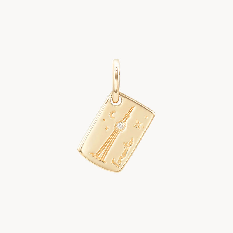 toronto postcard & chain bundle - 10k yellow gold, brilliant diamond