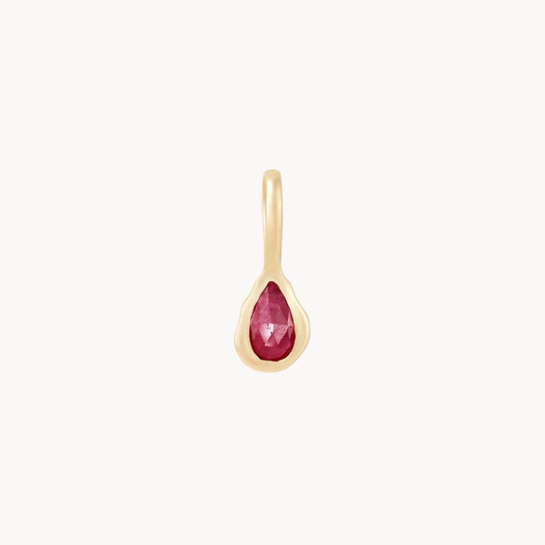 pear ruby july mood birthstone charm - 10k yellow gold, ruby
