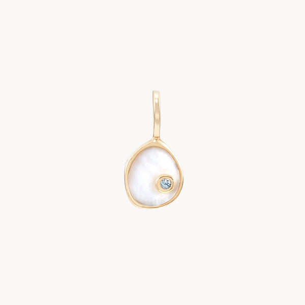 small water element charm - 10k yellow gold, gemstones