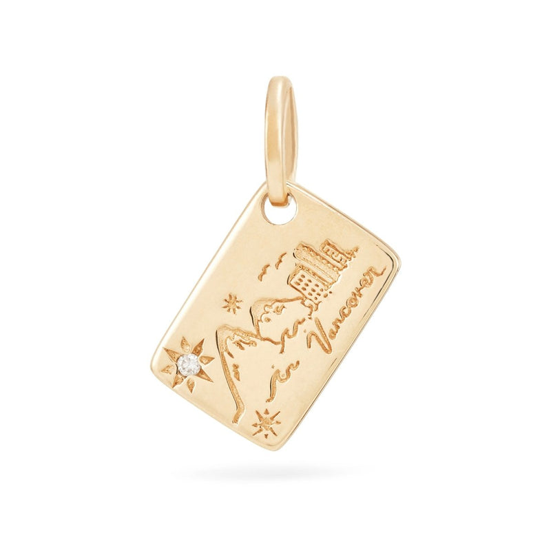 vancouver postcard charm - 10k yellow gold, brilliant diamond