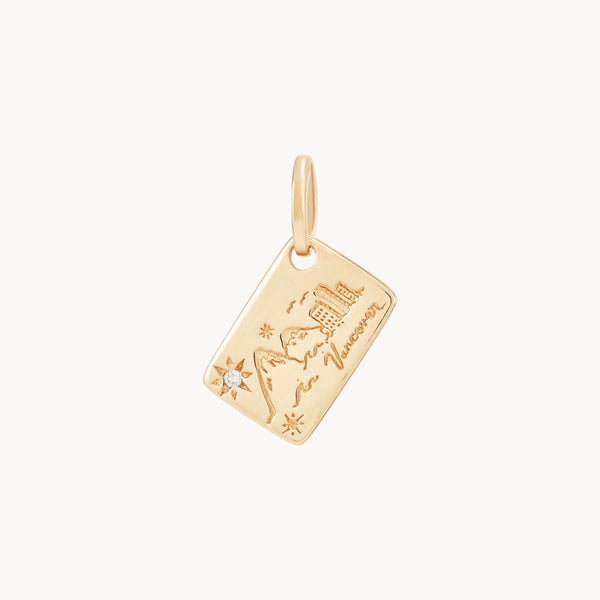 vancouver postcard charm - 10k yellow gold, brilliant diamond