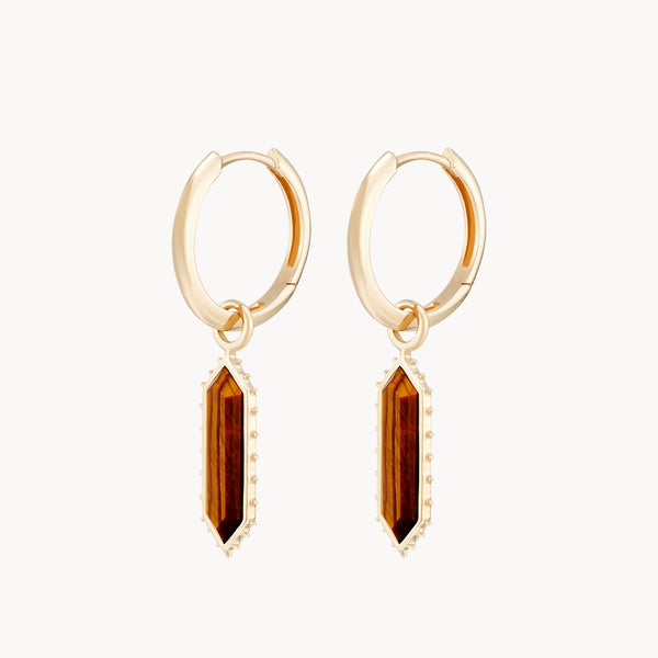 the goddess tiger’s eye earring charm - 10k yellow gold, tigers eye gemstone