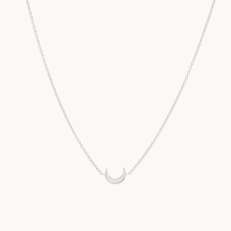 crescent moon necklace silver - sterling silver