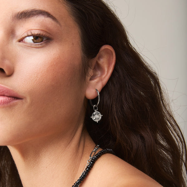 cosmic compass charm - sterling silver, diamonds