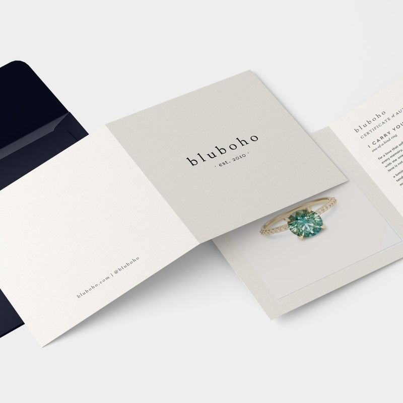 i carry your heart with me one-of-a-kind ring - 14k yellow gold, round sapphire, diamonds