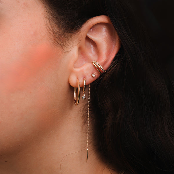 nova threader earring - 14k yellow gold, white diamond