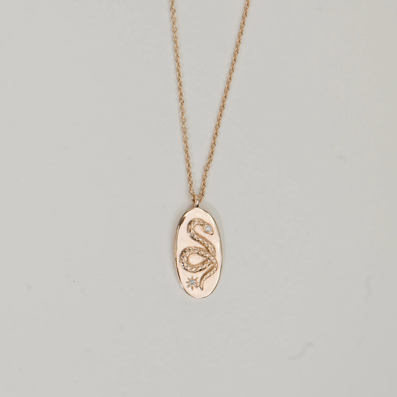 the serpent revival diamond necklace - 14k yellow gold, diamonds