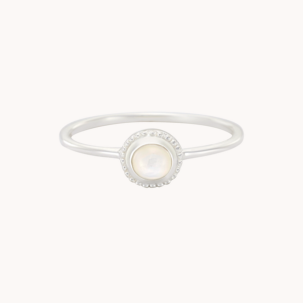 full moon light mother of pearl ring silver