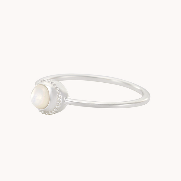 full moon light mother of pearl ring silver