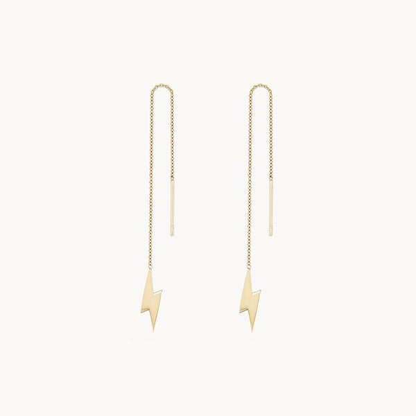 Everyday little lightning bolt threader earring - 14k yellow gold