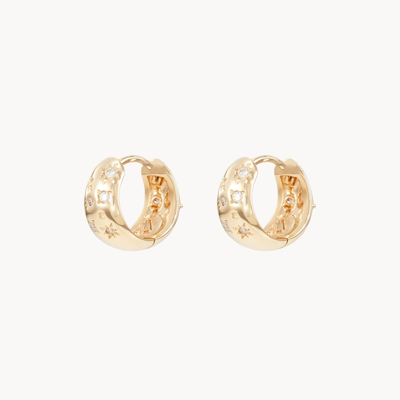 reversible chunky element hoop earrings - 14k yellow gold, natural gemstones